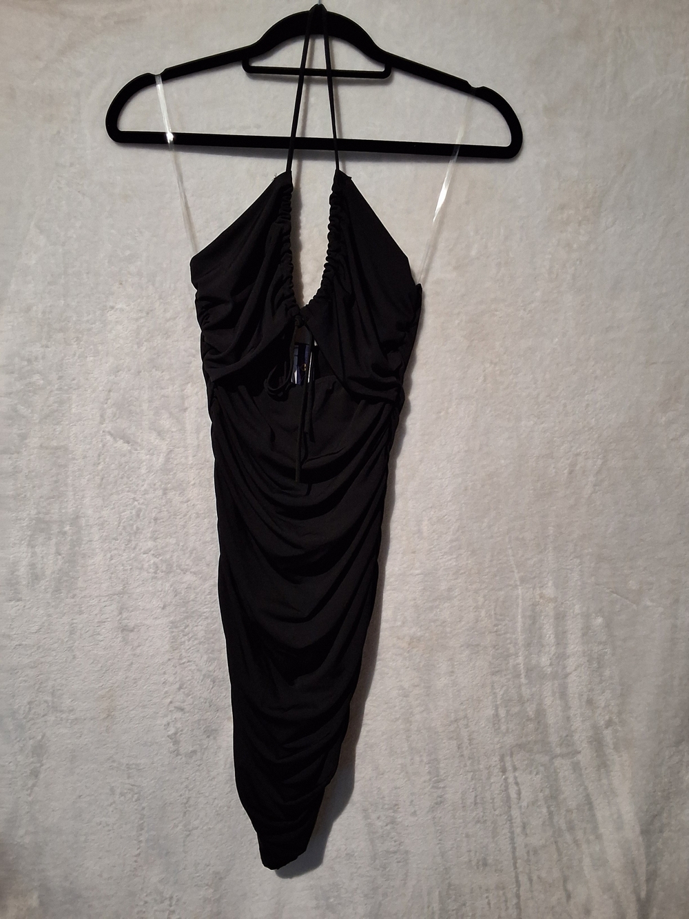 Black Halter Ruched Bodycon Dress